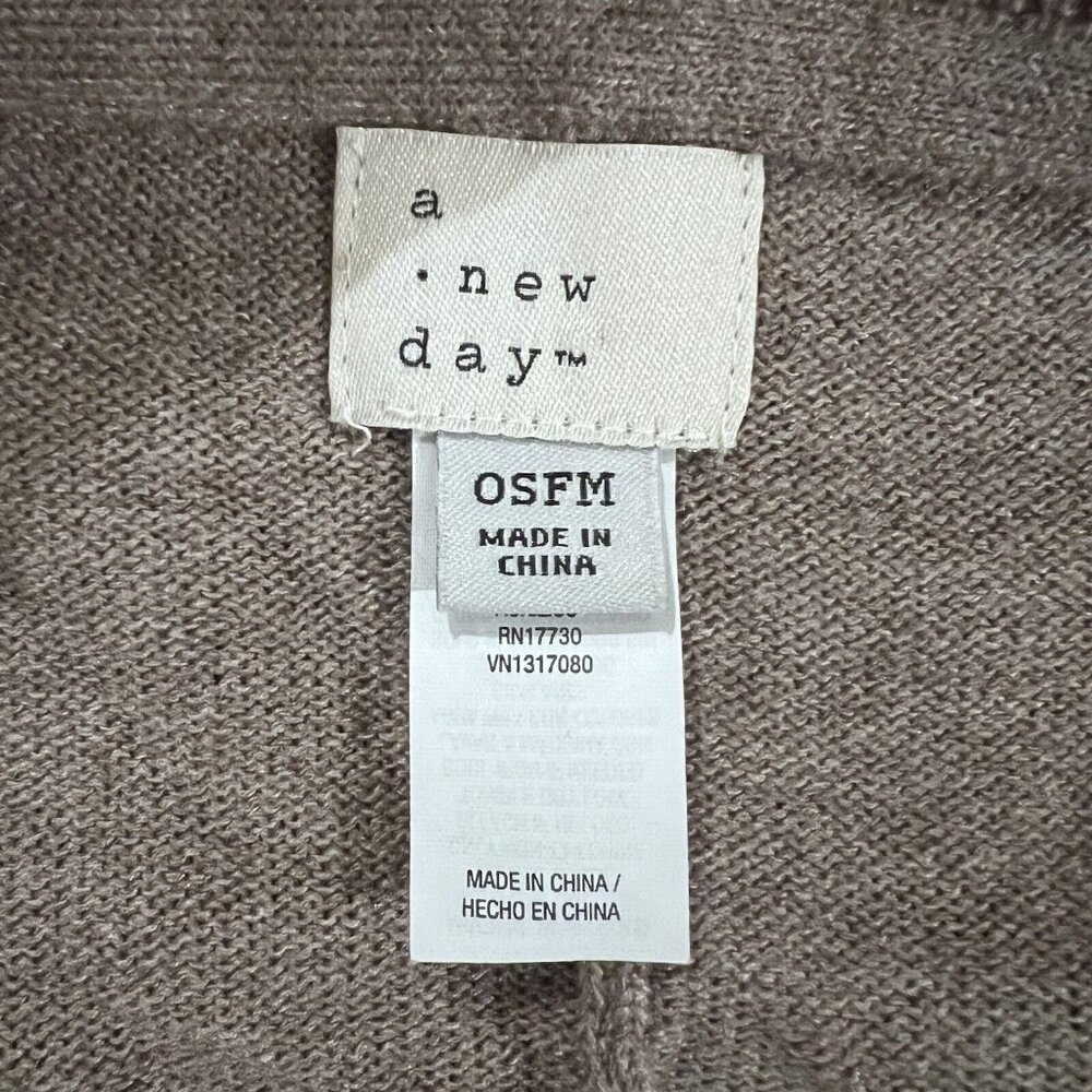 A New Day Sweater Brown V Neck Batwing Sleeve Pullover Poncho‎ Cape One Size - Picture 9 of 11